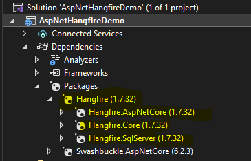 Hangfire package installed