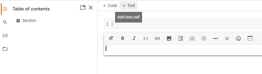Text Cells in Google Colab